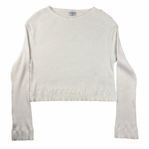 LESET Women's Ali Ribbed-knit Cropped Top In Ivory size XS Soft Stretch Luxe Top